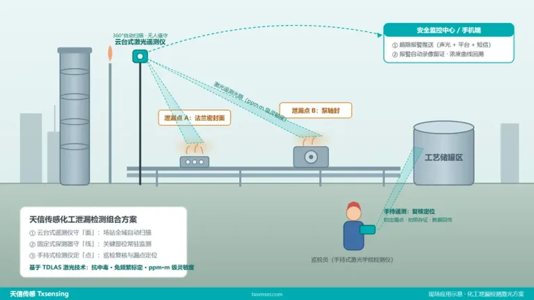 化工泄漏检测激光方案应用示意